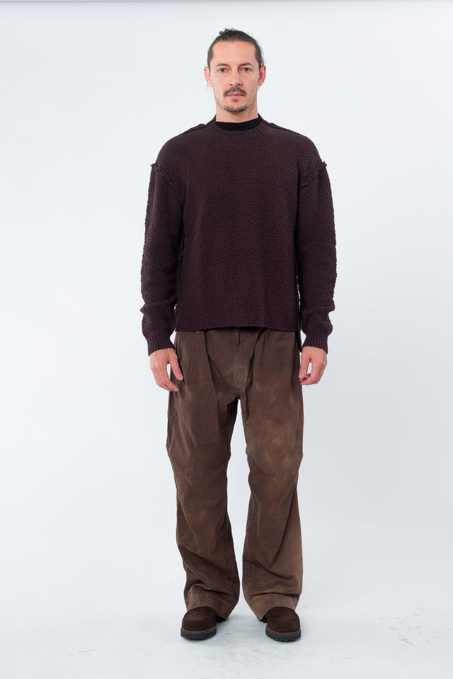 Gray Brown Slub Yarn Pullover