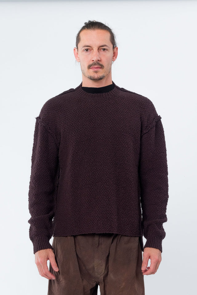 Gray Brown Slub Yarn Pullover