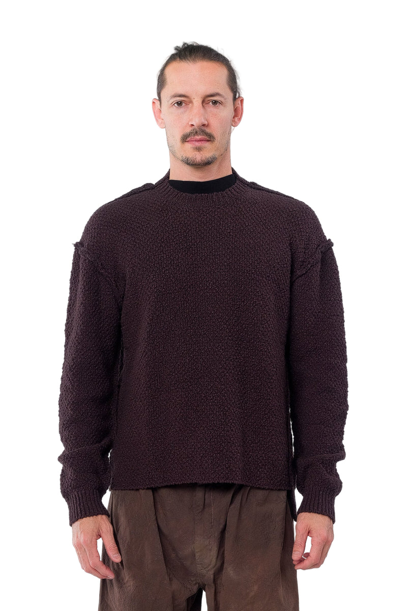 Gray Brown Slub Yarn Pullover