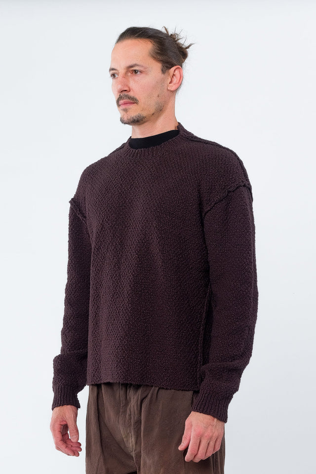 Gray Brown Slub Yarn Pullover