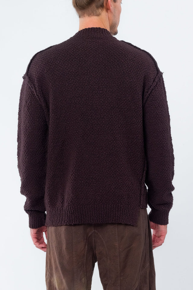Gray Brown Slub Yarn Pullover