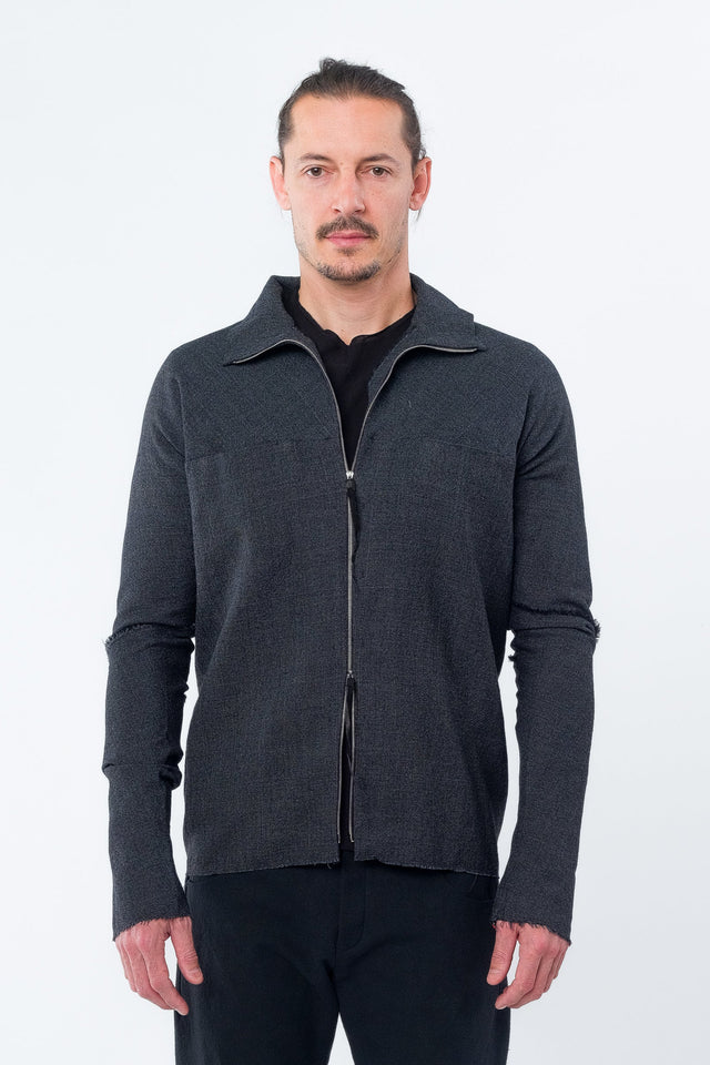 Zipped Tall Collar Shirt