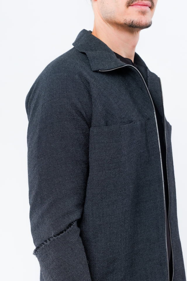 Zipped Tall Collar Shirt