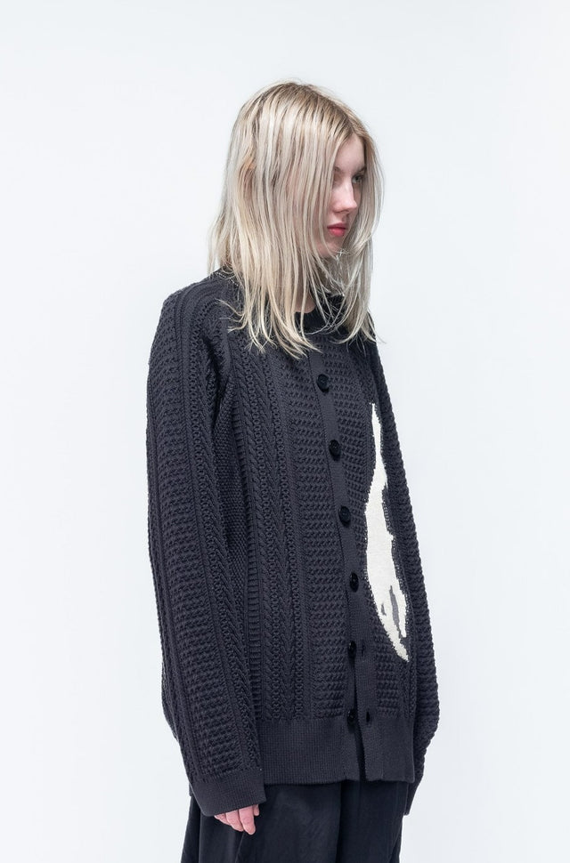 Crewneck Cable Knit Hand Cardigan