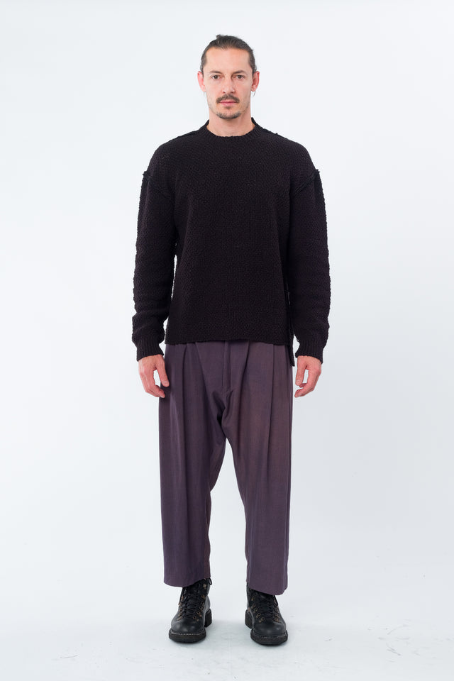 Black Slub Yarn Pullover
