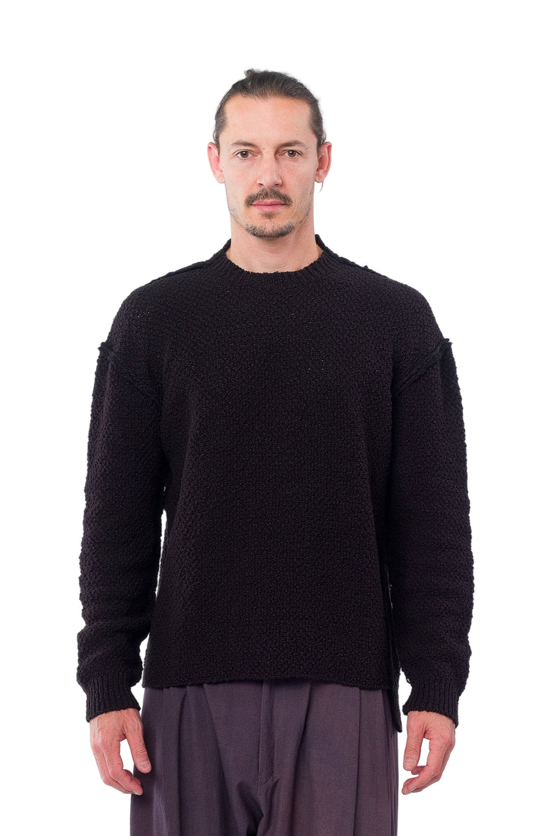 Black Slub Yarn Pullover