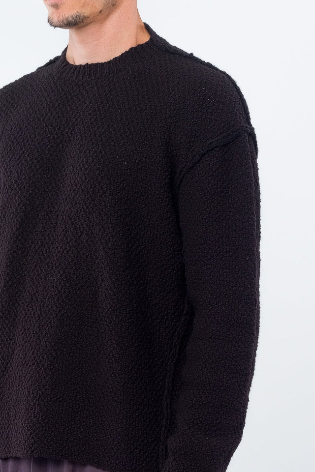 Black Slub Yarn Pullover