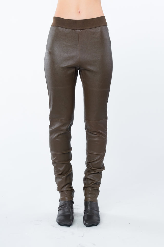 Dark Olive Leather Legging