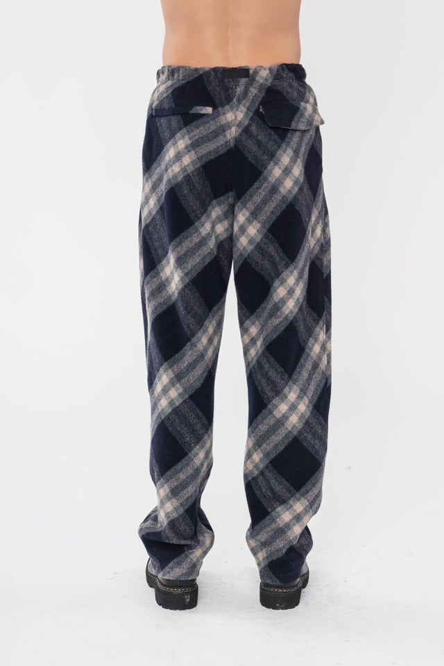 Navy Check Pant