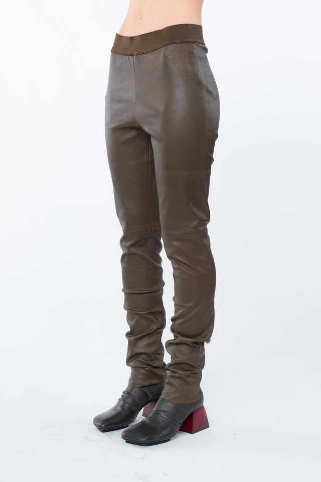 Dark Olive Leather Legging