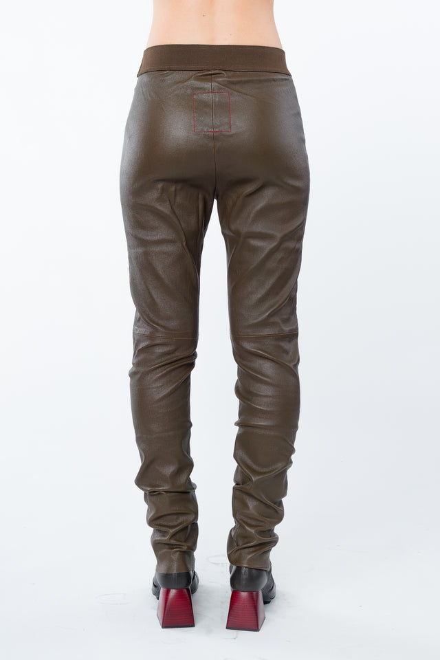 Dark Olive Leather Legging