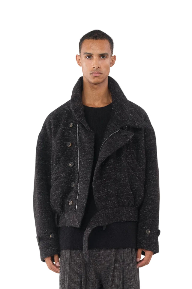 High Collar Cropped Duvet Coat