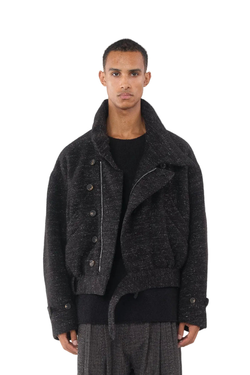 High Collar Cropped Duvet Coat