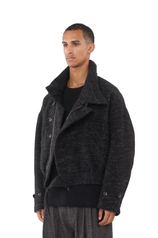 High Collar Cropped Duvet Coat