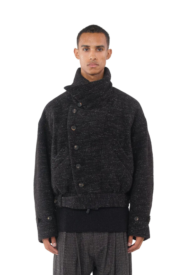 High Collar Cropped Duvet Coat