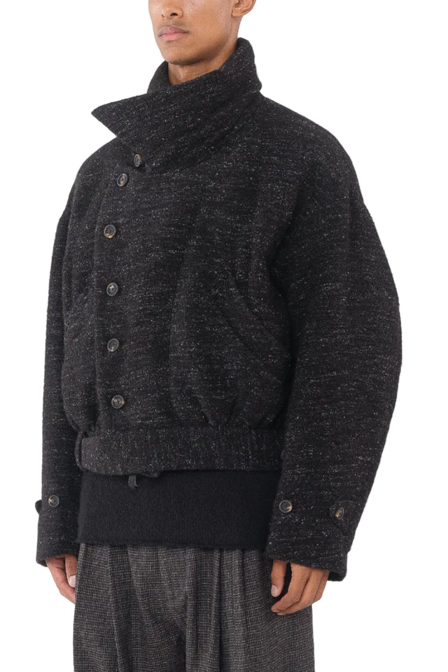 High Collar Cropped Duvet Coat