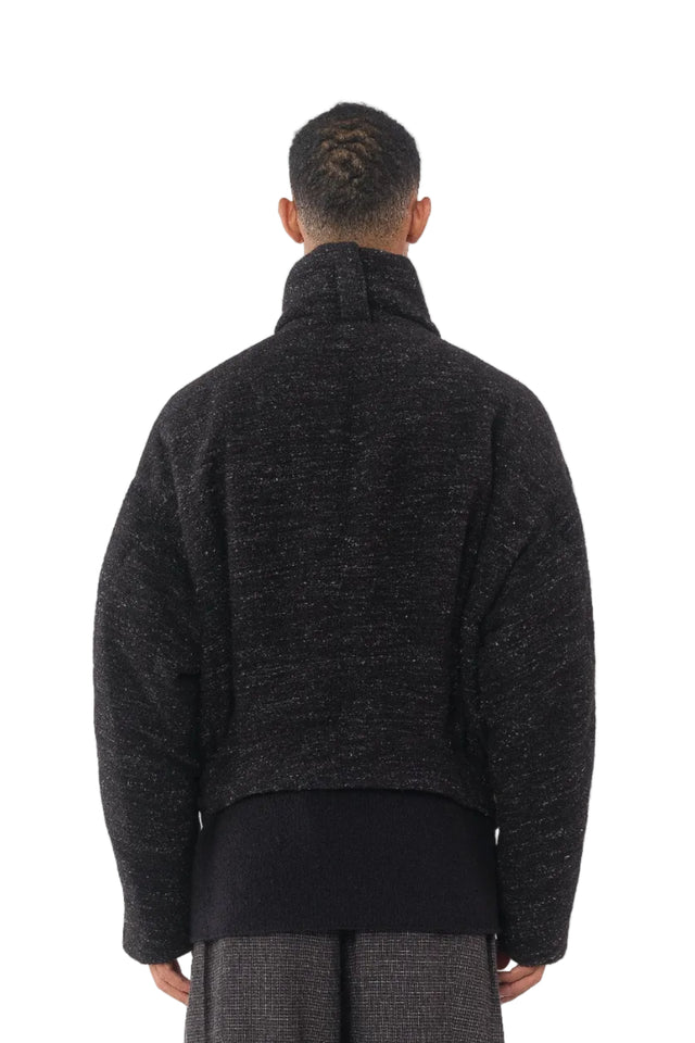 High Collar Cropped Duvet Coat