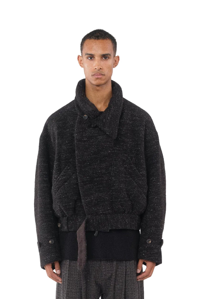 High Collar Cropped Duvet Coat