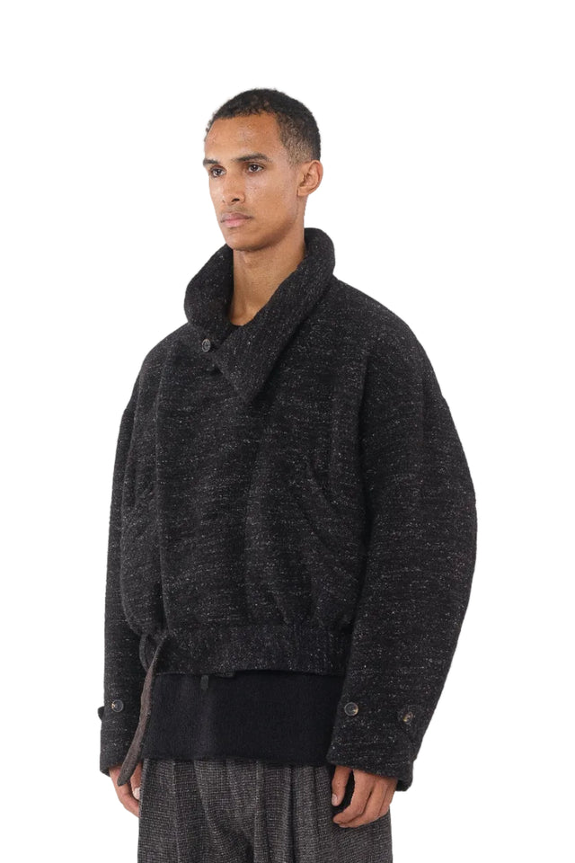 High Collar Cropped Duvet Coat