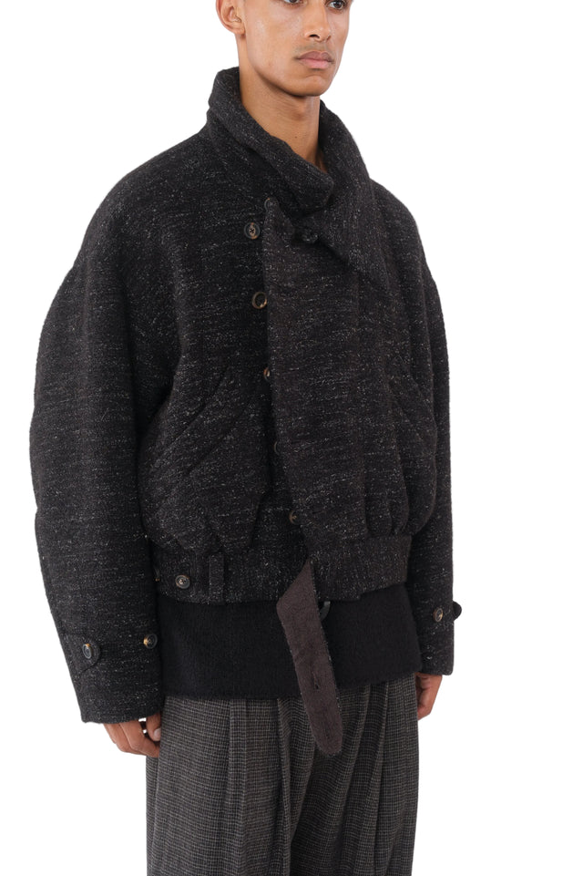 High Collar Cropped Duvet Coat
