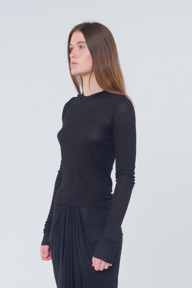 Cropped Rib Knit Tee