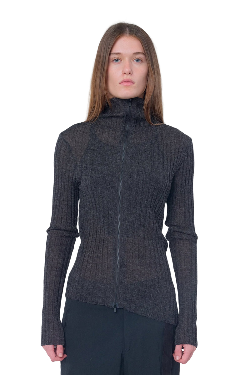 Diagonal Zip Cardigan