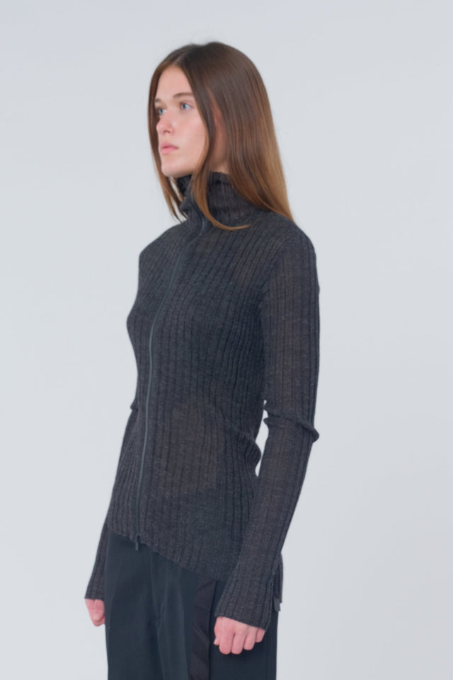 Diagonal Zip Cardigan
