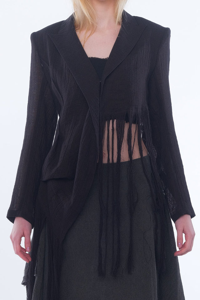 Hem Line Fringe Jacket