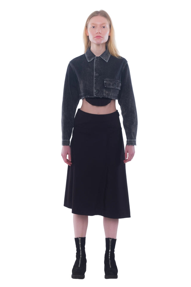 Cotton Twill Draped Skirt