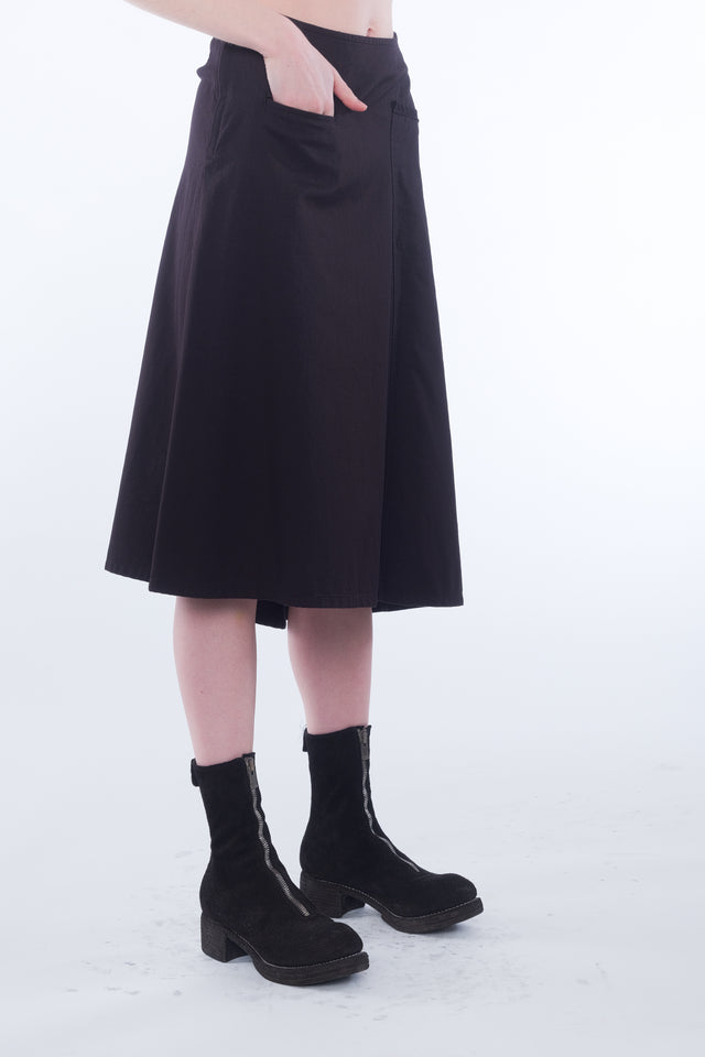 Cotton Twill Draped Skirt