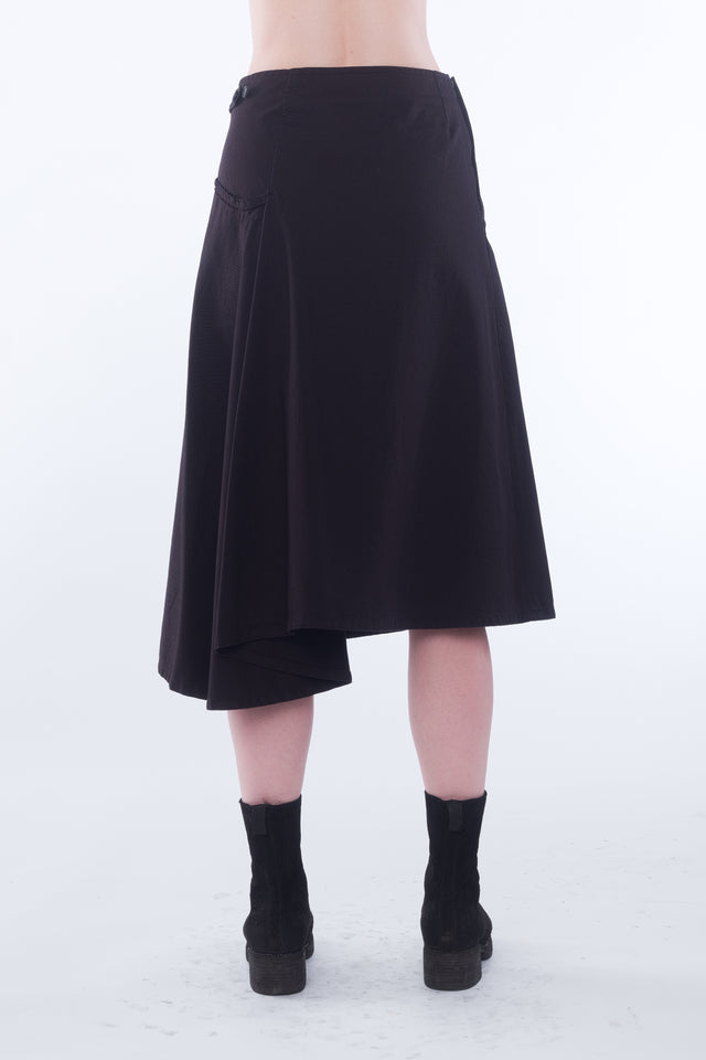 Cotton Twill Draped Skirt