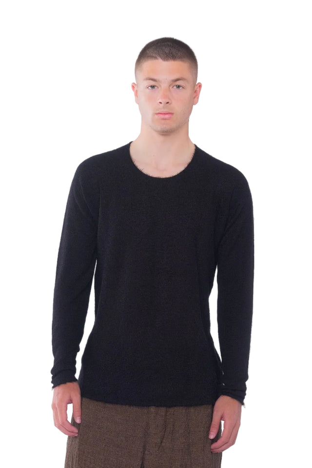 Textured Crew Neck Arched Sweater