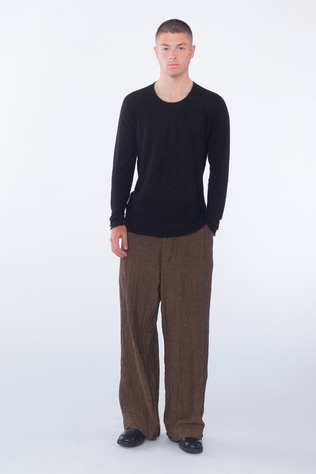 Textured Crew Neck Arched Sweater