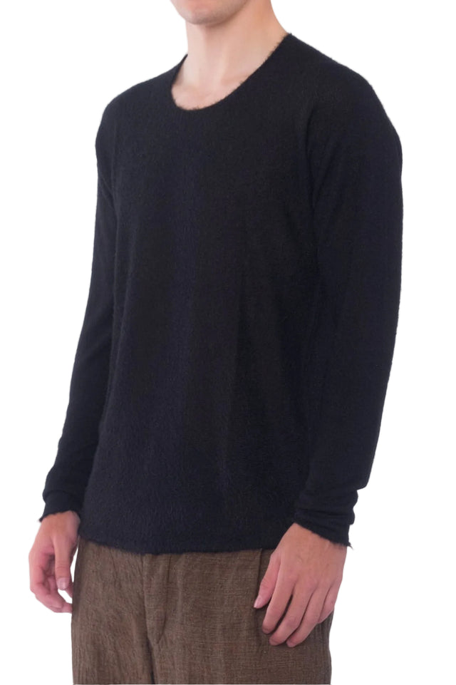 Textured Crew Neck Arched Sweater
