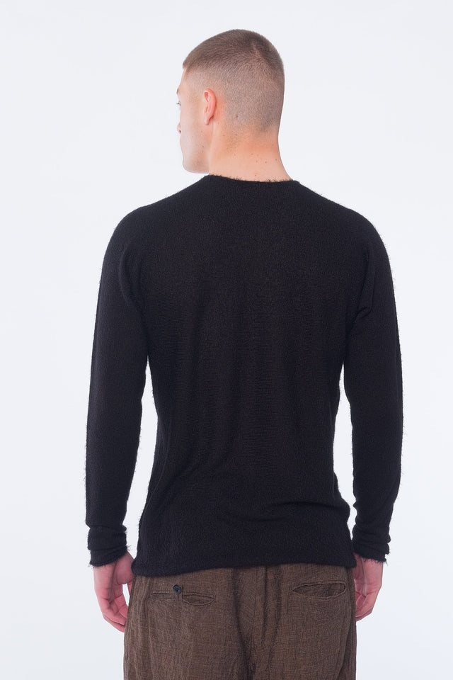 Textured Crew Neck Arched Sweater