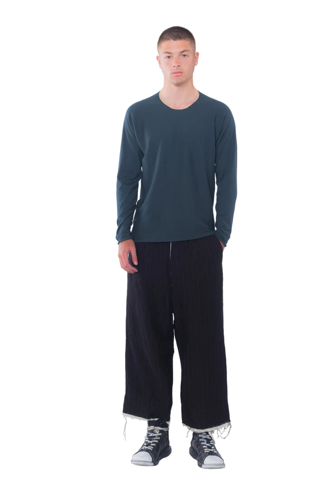 Green Crew Neck Arched Sweater
