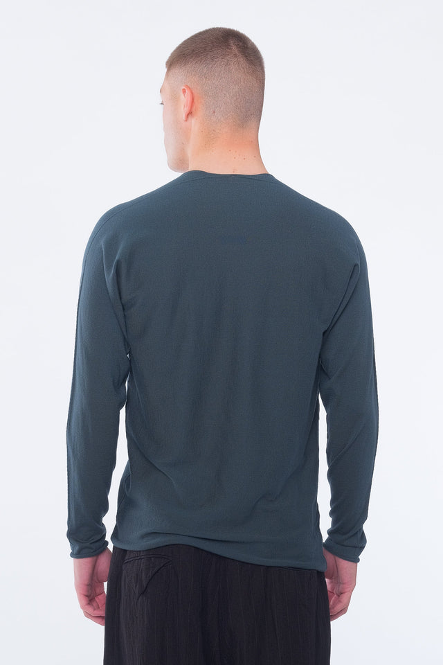 Green Crew Neck Arched Sweater