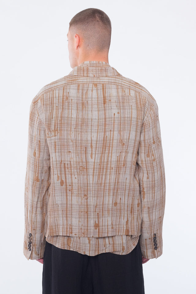 Gathered Plaid Blazer