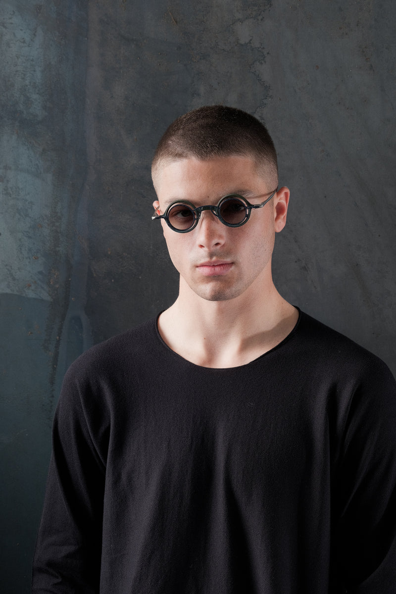 Round Clip Sunglasses in Jade + Dark Blue