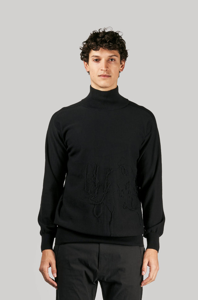 Mock Neck Threads Sweater