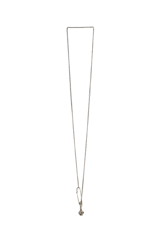 Fine Chain Safety Pin and Skull