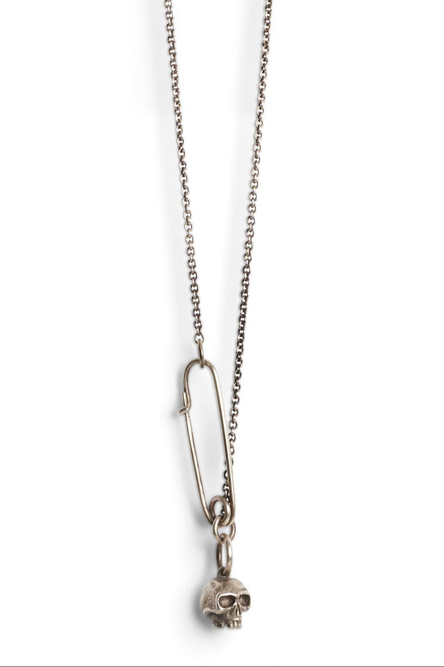 Fine Chain Safety Pin and Skull