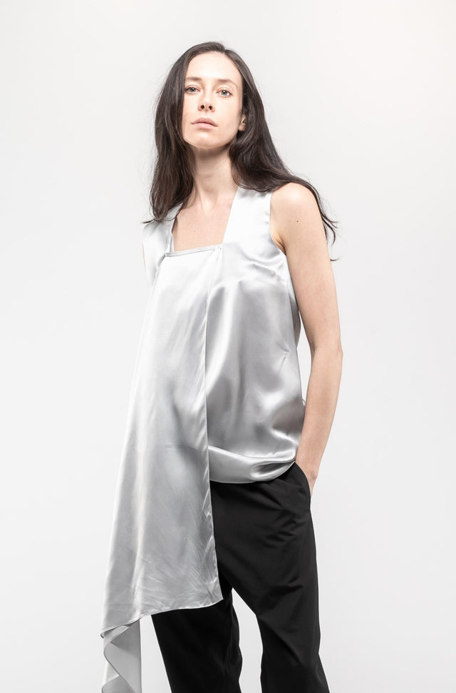 Scarf Collar Top In Silver