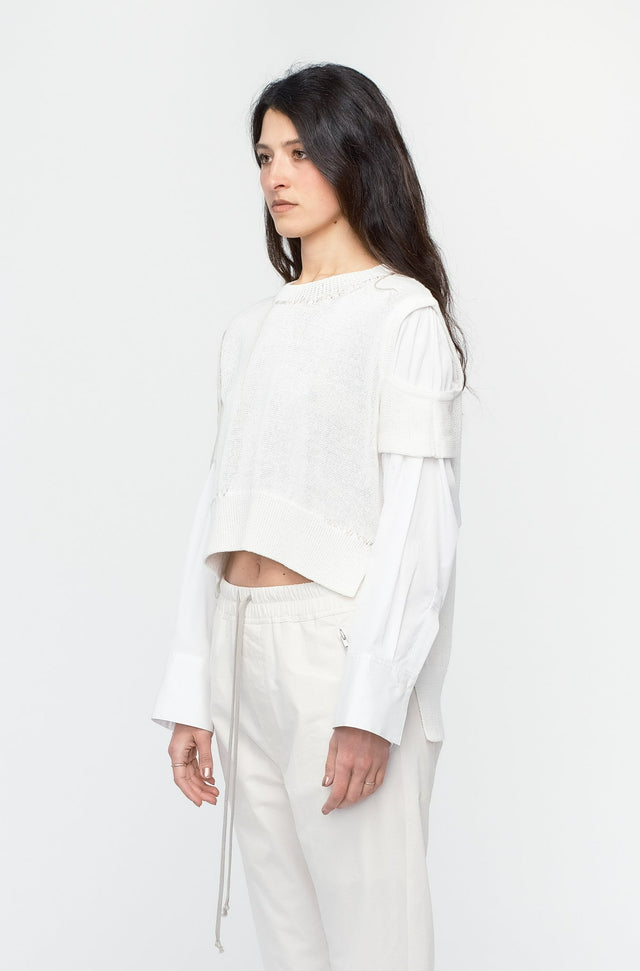 White Shirt Collar Pullover