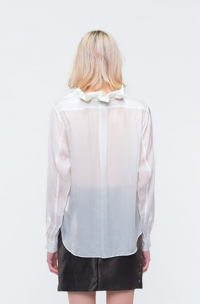 White Ruff Collar Top