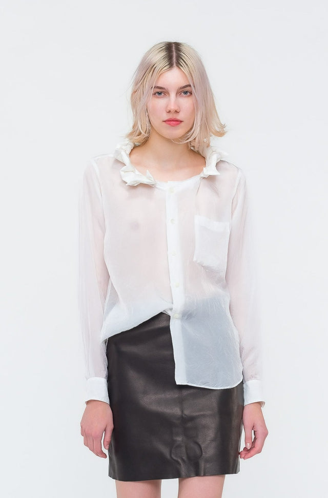 White Ruff Collar Top