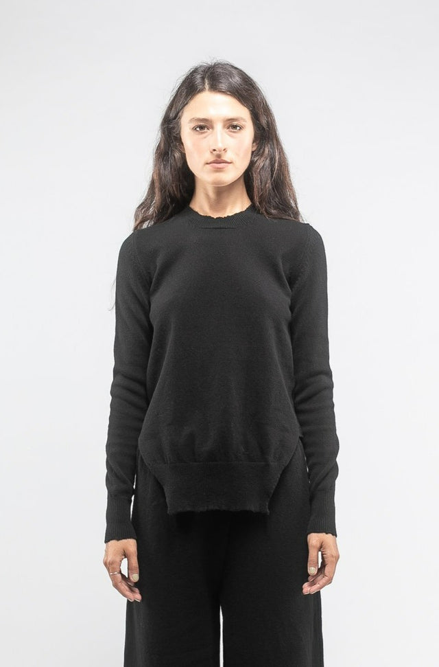 Black Side Slit Sweater